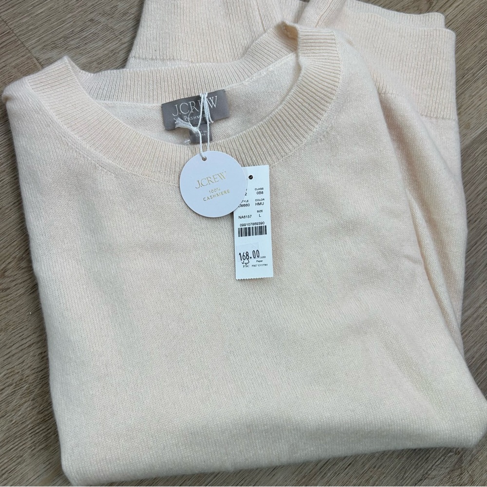 NWT J. Crew 100% Cashmere Relaxed Fit Sweater Vest in Heather Muslin Size Large